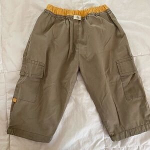 Kids' Olive Cargo Pants with Yellow Waistband